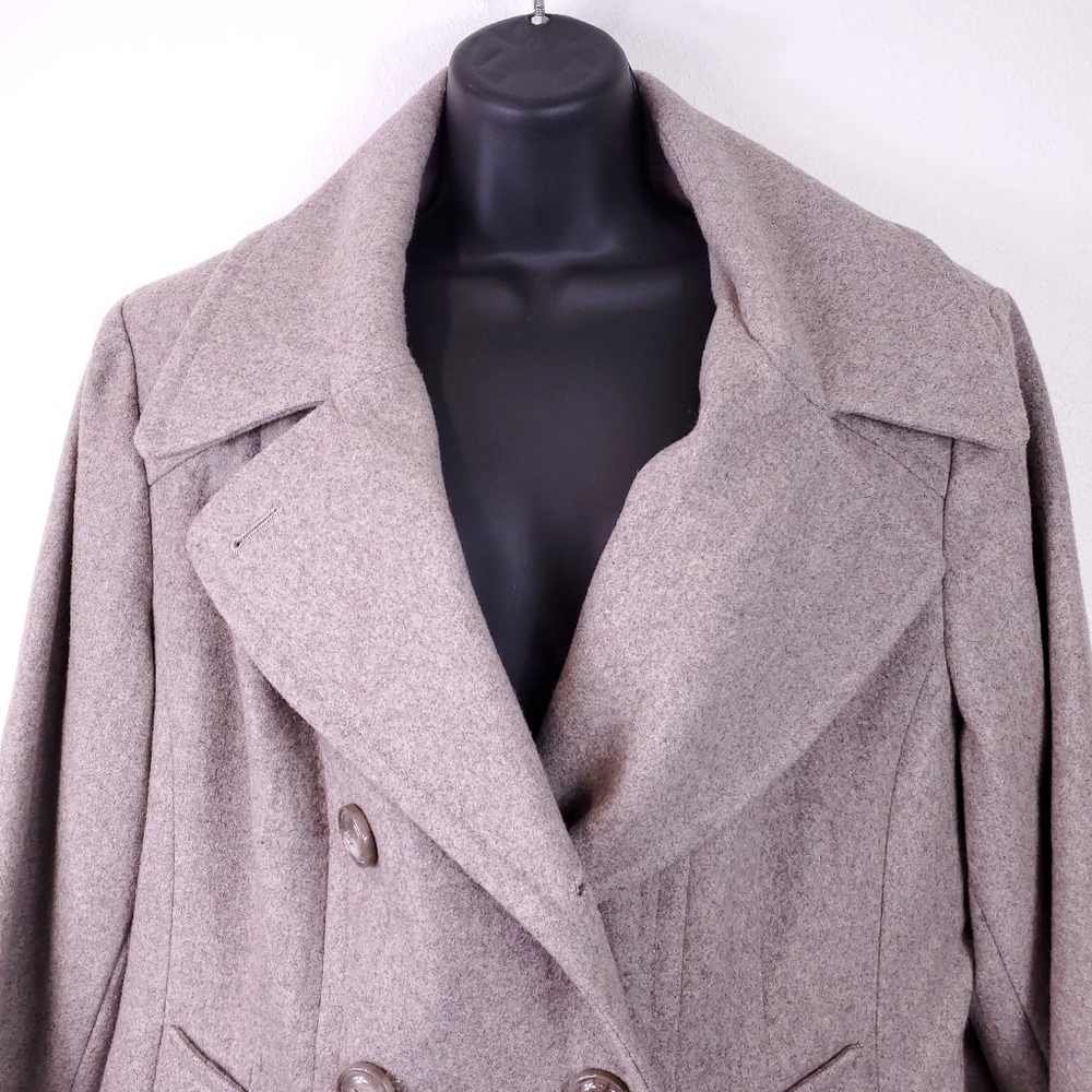 Jason Kole Wool Blend Double Breasted Peacoat in Oatmeal - Picture 2 of 8